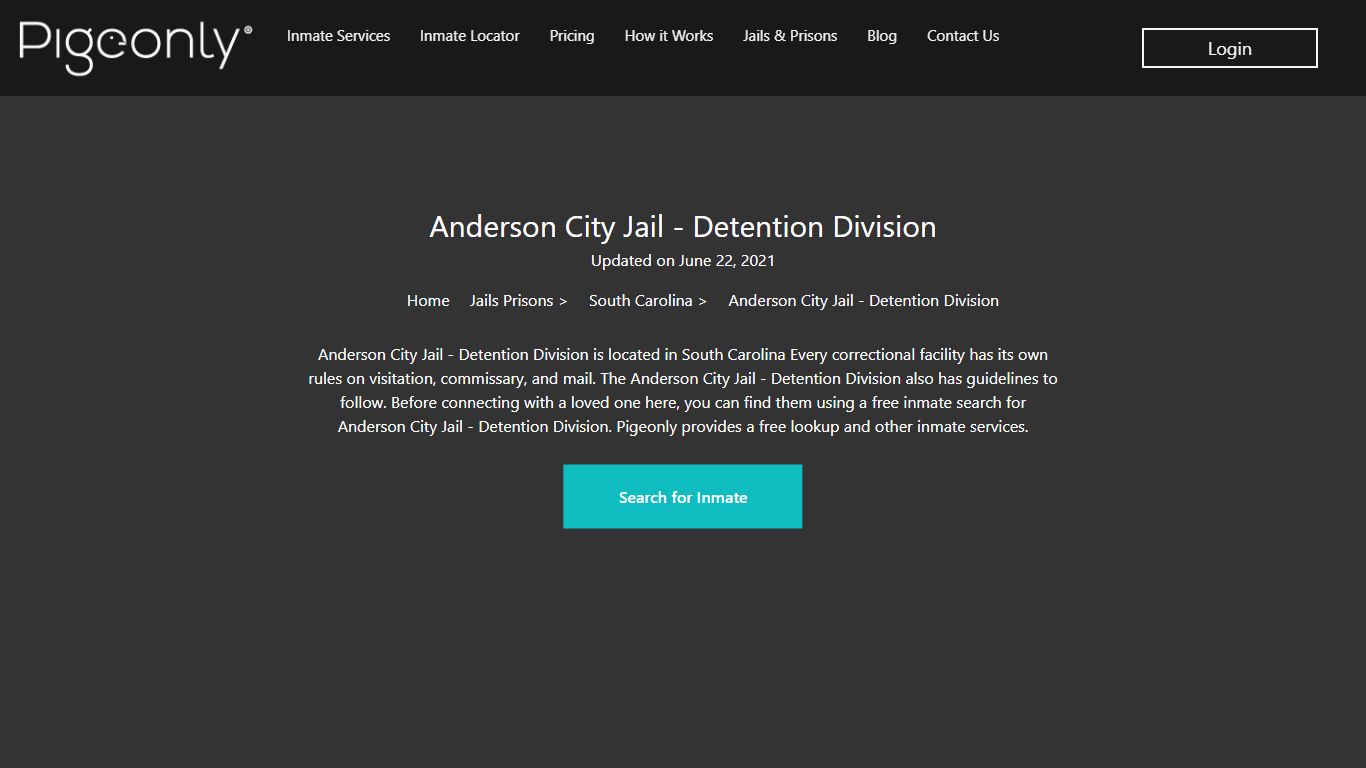 Anderson City Jail - Detention Division Inmate Search ...